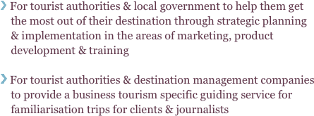  For tourist authorities &