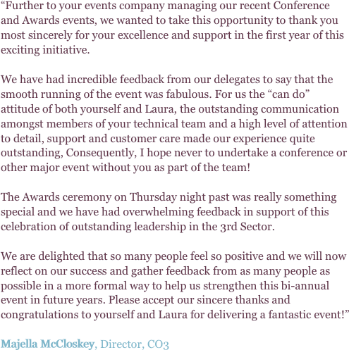 “Further to your events company